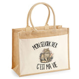 Sac Cabas Jute avec Poche Mon Selkirk Rex c'est ma vie