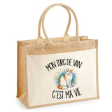 Sac Cabas Jute avec Poche Mon Turc de Van c'est ma vie