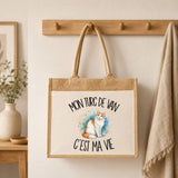 Sac Cabas Jute avec Poche Mon Turc de Van c'est ma vie