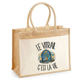 Sac Cabas Jute avec Poche Le vitrail c'est la vie