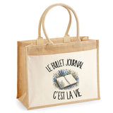 Sac Cabas Jute avec Poche Le bullet journal c'est la vie