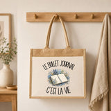 Sac Cabas Jute avec Poche Le bullet journal c'est la vie
