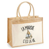 Sac Cabas Jute avec Poche La marche c'est la vie