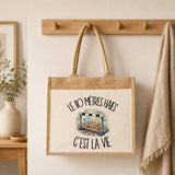 Sac Cabas Jute avec Poche Le 110 mètres haies c'est la vie