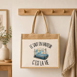Sac Cabas Jute avec Poche Le saut en hauteur c'est la vie