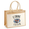 Sac Cabas Jute avec Poche Le curling c'est la vie