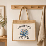 Sac Cabas Jute avec Poche La gymnastique rythmique c'est la vie