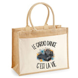 Sac Cabas Jute avec Poche Le cardio dance c'est la vie