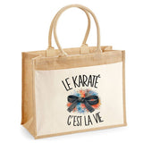 Sac Cabas Jute avec Poche Le karaté c'est la vie