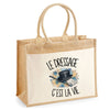Sac Cabas Jute avec Poche Le dressage c'est la vie