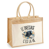 Sac Cabas Jute avec Poche Le dressage c'est la vie