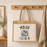 Sac Cabas Jute avec Poche Mon rat c'est ma vie