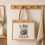 Sac Cabas Jute avec Poche Le blues c'est la vie