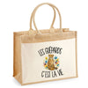 Sac Cabas Jute avec Poche Les guépards c'est la vie