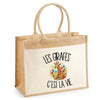 Sac Cabas Jute avec Poche Les girafes c'est la vie