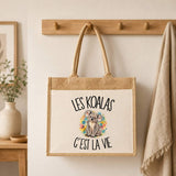 Sac Cabas Jute avec Poche Les koalas c'est la vie