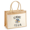 Sac Cabas Jute avec Poche Les méduses c'est la vie