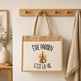 Sac Cabas Jute avec Poche Être parisien c'est la vie
