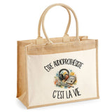 Sac Cabas Jute avec Poche Être audioprothésiste c'est la vie