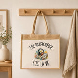 Sac Cabas Jute avec Poche Être audioprothésiste c'est la vie