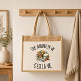 Sac Cabas Jute avec Poche Être auxiliaire de vie c'est la vie