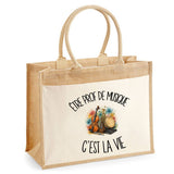 Sac Cabas Jute avec Poche Être prof de musique c'est la vie