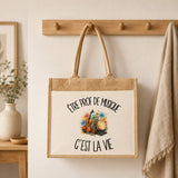 Sac Cabas Jute avec Poche Être prof de musique c'est la vie