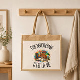 Sac Cabas Jute avec Poche Être bibliothécaire c'est la vie