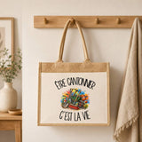 Sac Cabas Jute avec Poche Être cantonnier c'est la vie