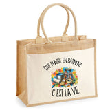 Sac Cabas Jute avec Poche Être peintre en bâtiment c'est la vie