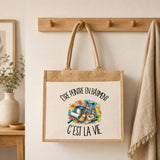 Sac Cabas Jute avec Poche Être peintre en bâtiment c'est la vie