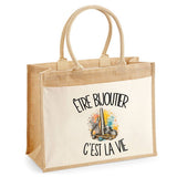 Sac Cabas Jute avec Poche Être bijoutier c'est la vie