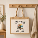 Sac Cabas Jute avec Poche Être imprimeur c'est la vie
