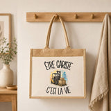 Sac Cabas Jute avec Poche Être cariste c'est la vie