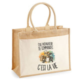Sac Cabas Jute avec Poche Être préparateur de commandes c'est la vie