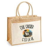 Sac Cabas Jute avec Poche Être caissier c'est la vie