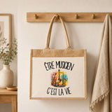 Sac Cabas Jute avec Poche Être musicien c'est la vie