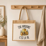 Sac Cabas Jute avec Poche Être apicultrice c'est la vie