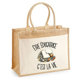 Sac Cabas Jute avec Poche Être éducatrice c'est la vie