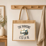 Sac Cabas Jute avec Poche Être traductrice c'est la vie