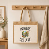 Sac Cabas Jute avec Poche Amsterdam c’est la vie