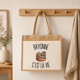 Sac Cabas Jute avec Poche Bayonne c’est la vie