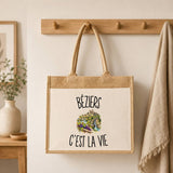 Sac Cabas Jute avec Poche Béziers c’est la vie