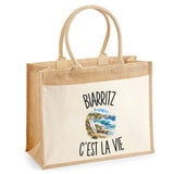 Sac Cabas Jute avec Poche Biarritz c’est la vie