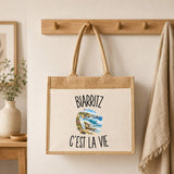 Sac Cabas Jute avec Poche Biarritz c’est la vie