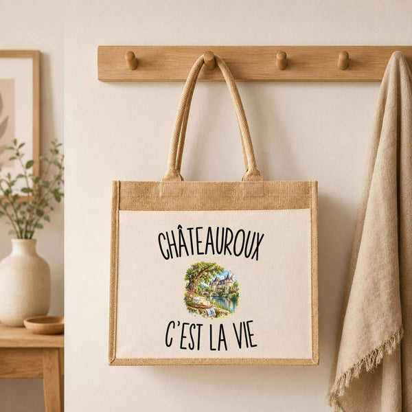 Sac Cabas Jute avec Poche Châteauroux c’est la vie