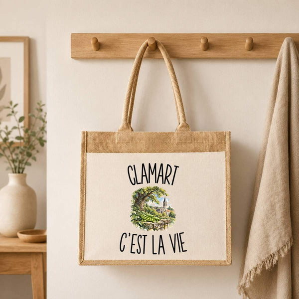 Sac Cabas Jute avec Poche Clamart c’est la vie