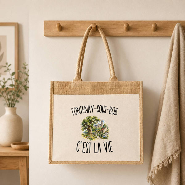 Sac Cabas Jute avec Poche Fontenay-sous-Bois c’est la vie