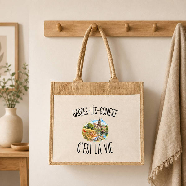 Sac Cabas Jute avec Poche Garges-lès-Gonesse c’est la vie