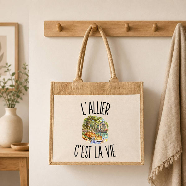 Sac Cabas Jute avec Poche L’Allier c’est la vie